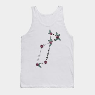 Lyra (Lyre) Constellation Roses and Hearts Doodle Tank Top